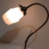 Art nouveau swan neck and tulip glass lamp
