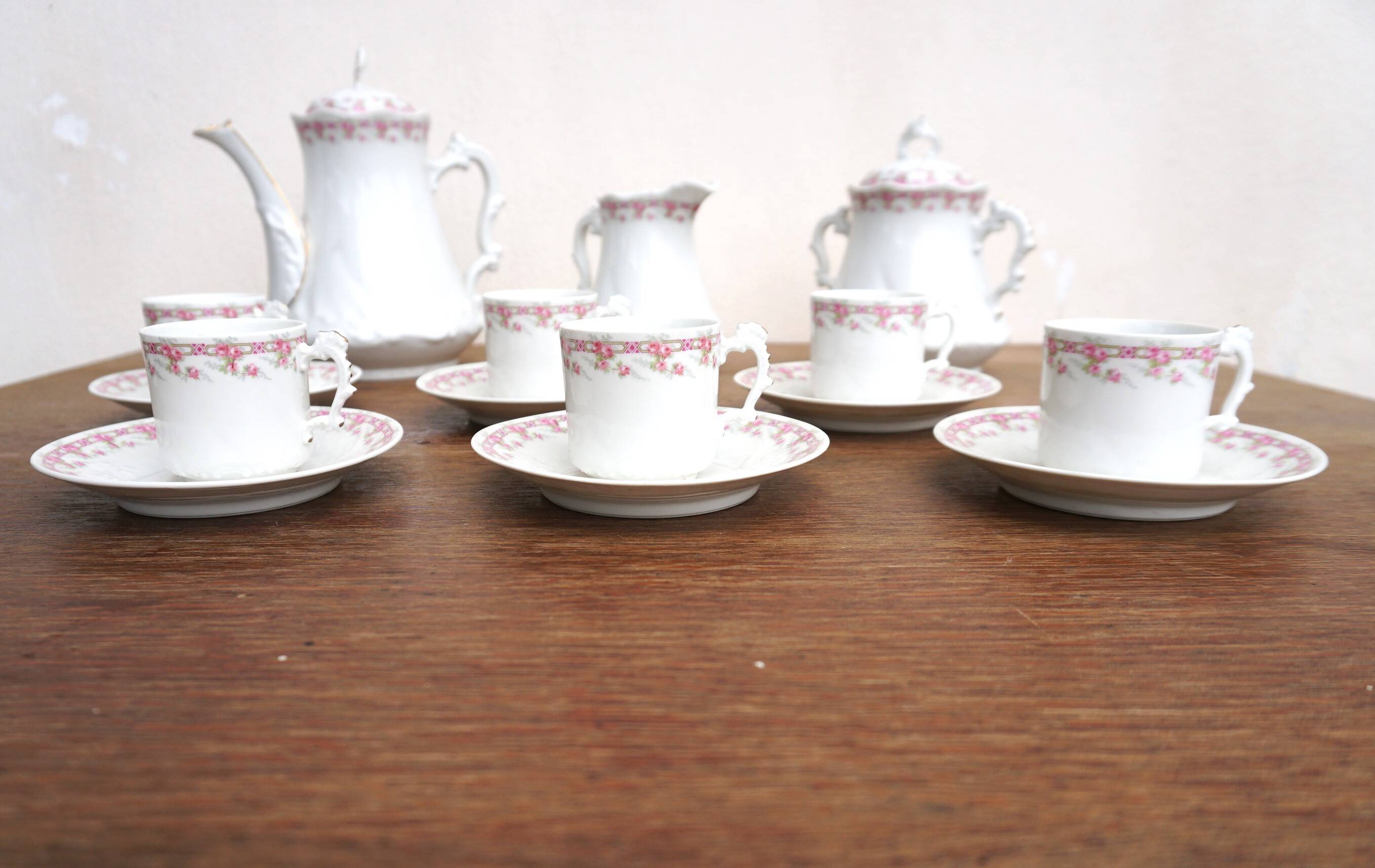 Limoges porcelain coffee service for Maison Baritel Lyon circa 1900