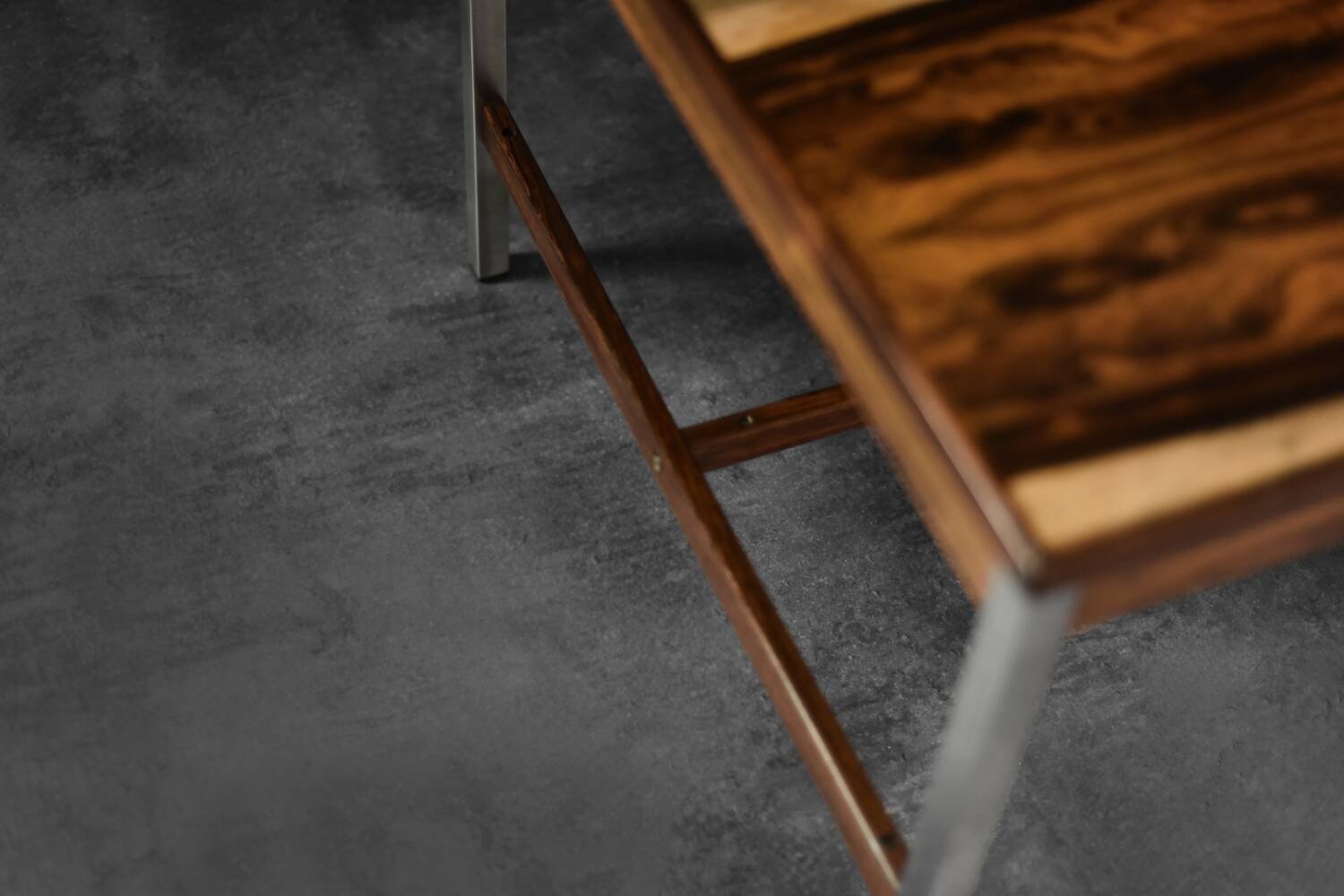 Vintage Mid-Century Modern Swedish Square Rosewood and Aluminium Coffee Table