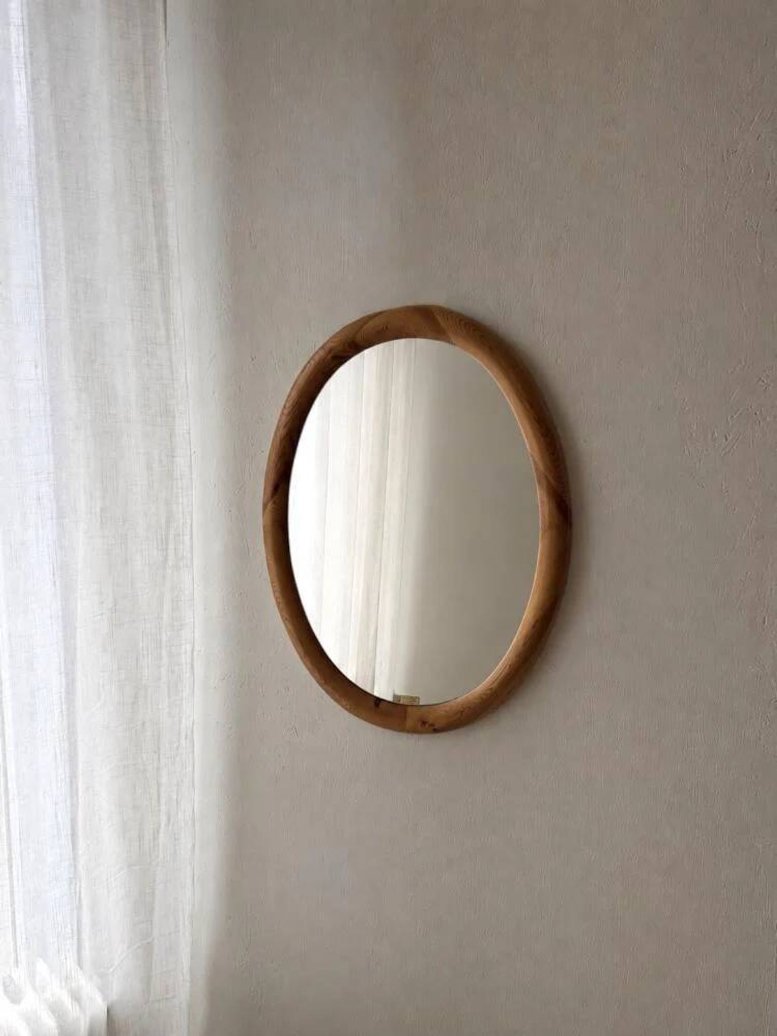 Miroir ovale en pin Glasmaster Markaryd Suède années 1970