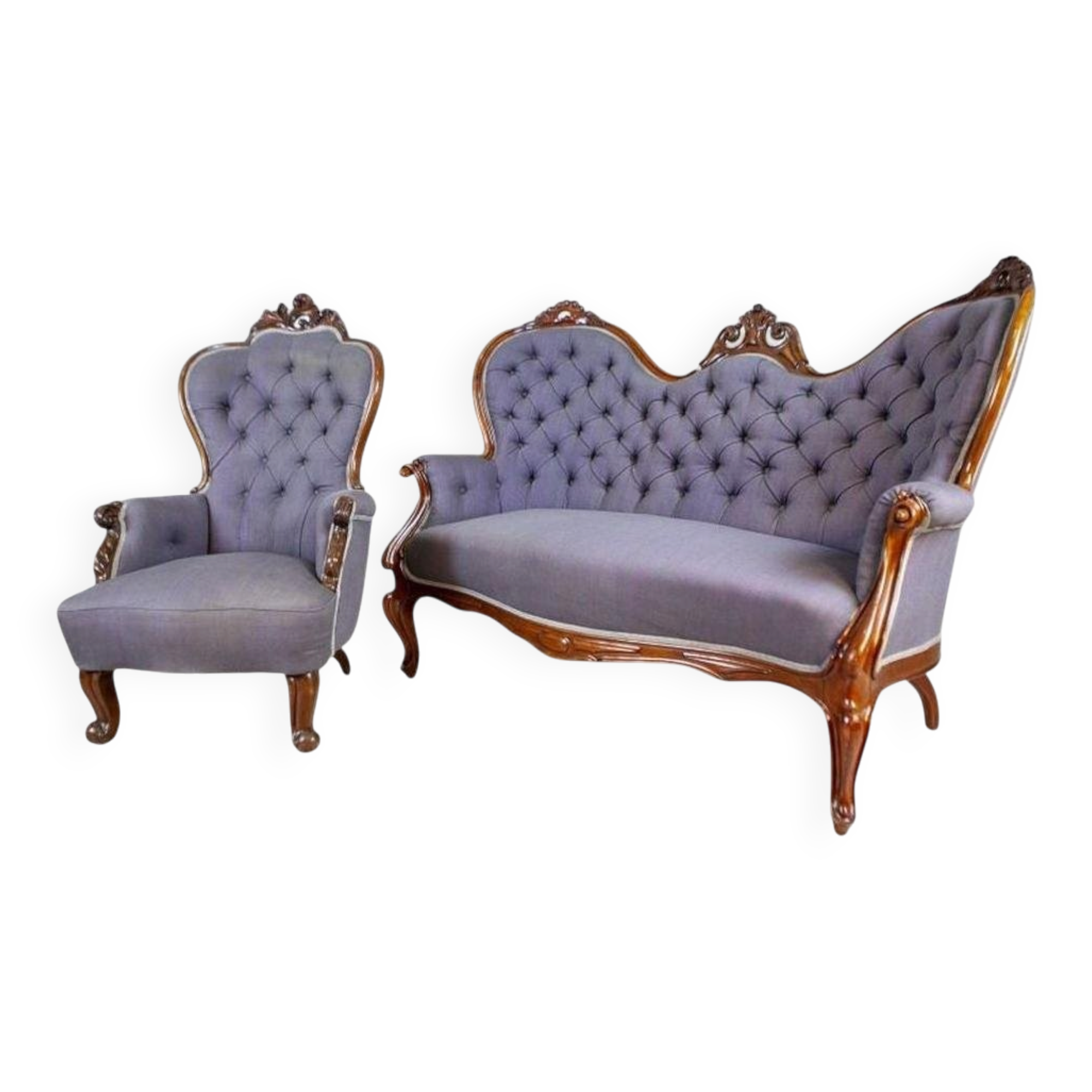 Set of Rococo Revival Walnut Parlor Set, 1890s