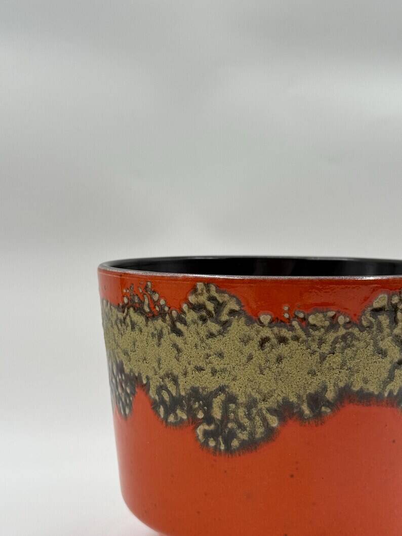 Vase Années 70 Lava Glaze Orange Brûlé