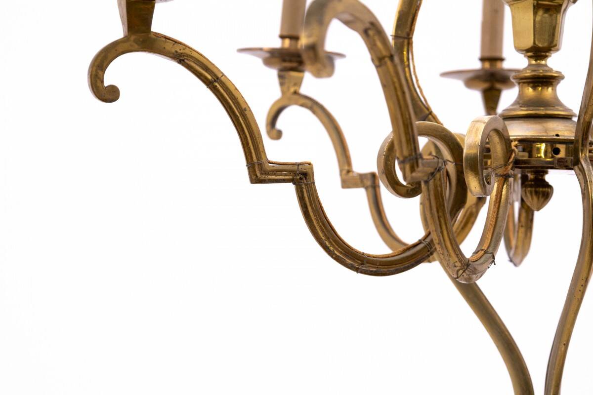 Brass chandelier, France, mid-20th century.