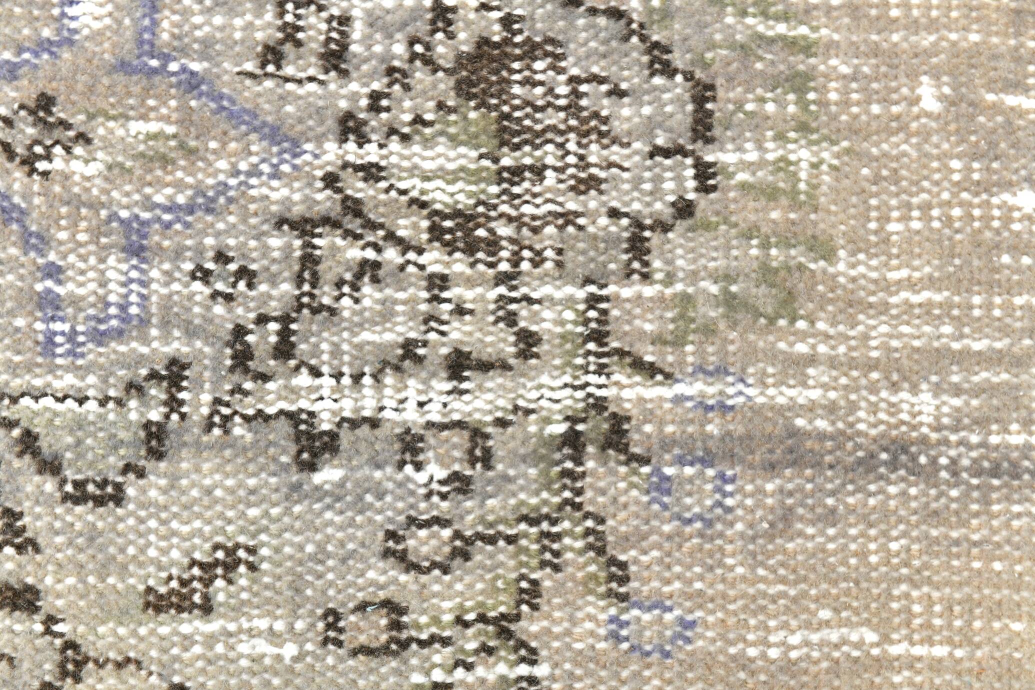 5x9 Rug For Living Room Gray Blue Handmade Wool Antique Turkish Rug, 156x264Cm