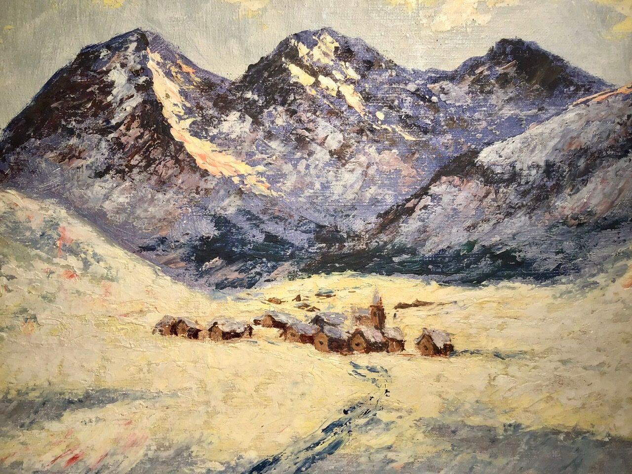 Table, winter landscape under snow 50/60s
