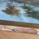 Tableau HST/P "Paysage Barbizon animé à la rivière" signé à restaurer XIX°
