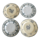 4 mismatched iron earth dessert plates