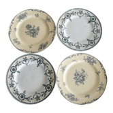 4 mismatched iron earth dessert plates