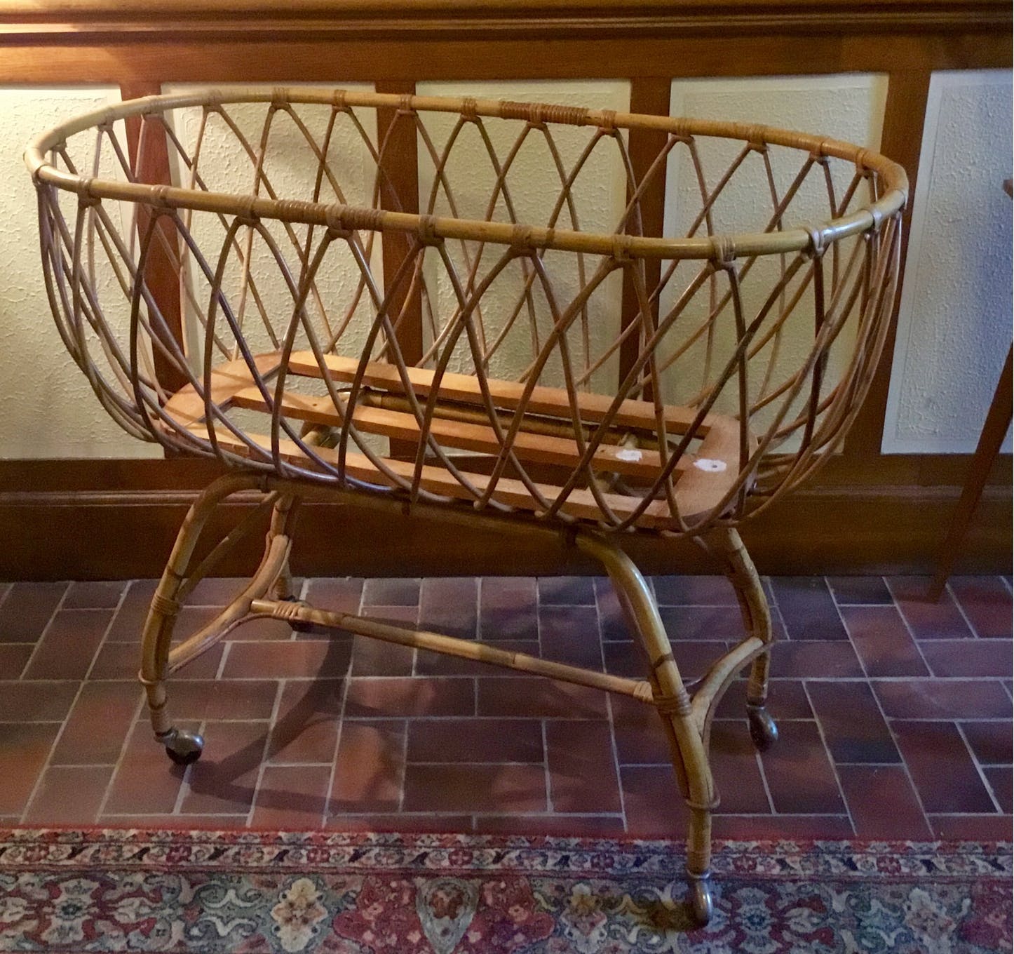Vintage rattan cradle
