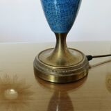 Blue and bronze crackle ceramic lamp