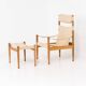 Chaise safari et ottoman en chêne par Niels Eilersen pour Erik Wørts