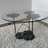 Table basse nénuphars en bronze vintage
