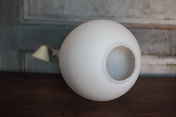 Suspension vintage, suspension goutte d'eau opaline blanche, Lustre opaline