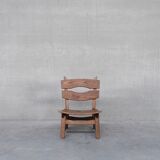 Brutalist mid-century low wooden lounge chair