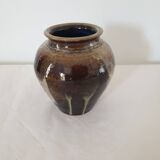 Vase en céramique vernissée marron non Signé - hauteur 14cm