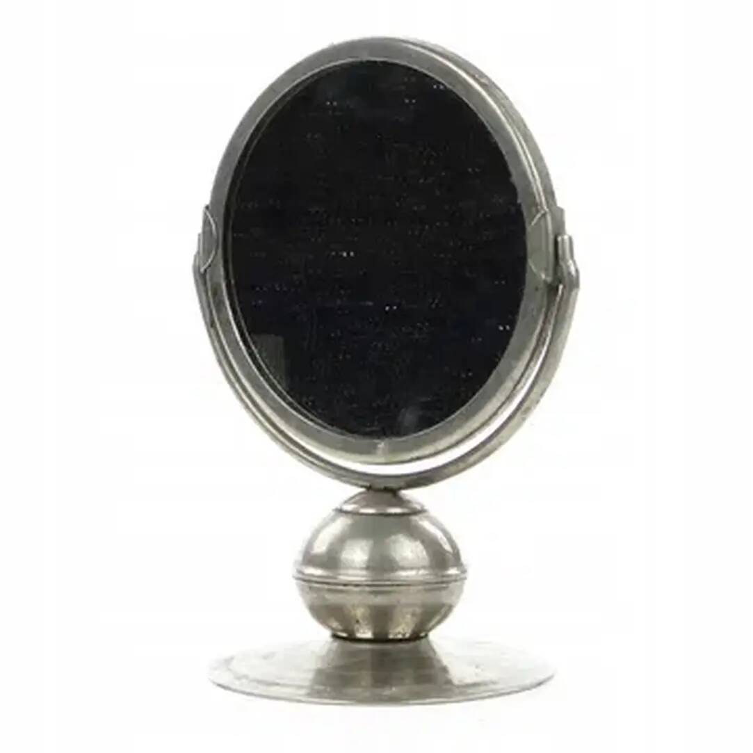 Art deco mirror, nickel-plated brass, Poland, 1950s