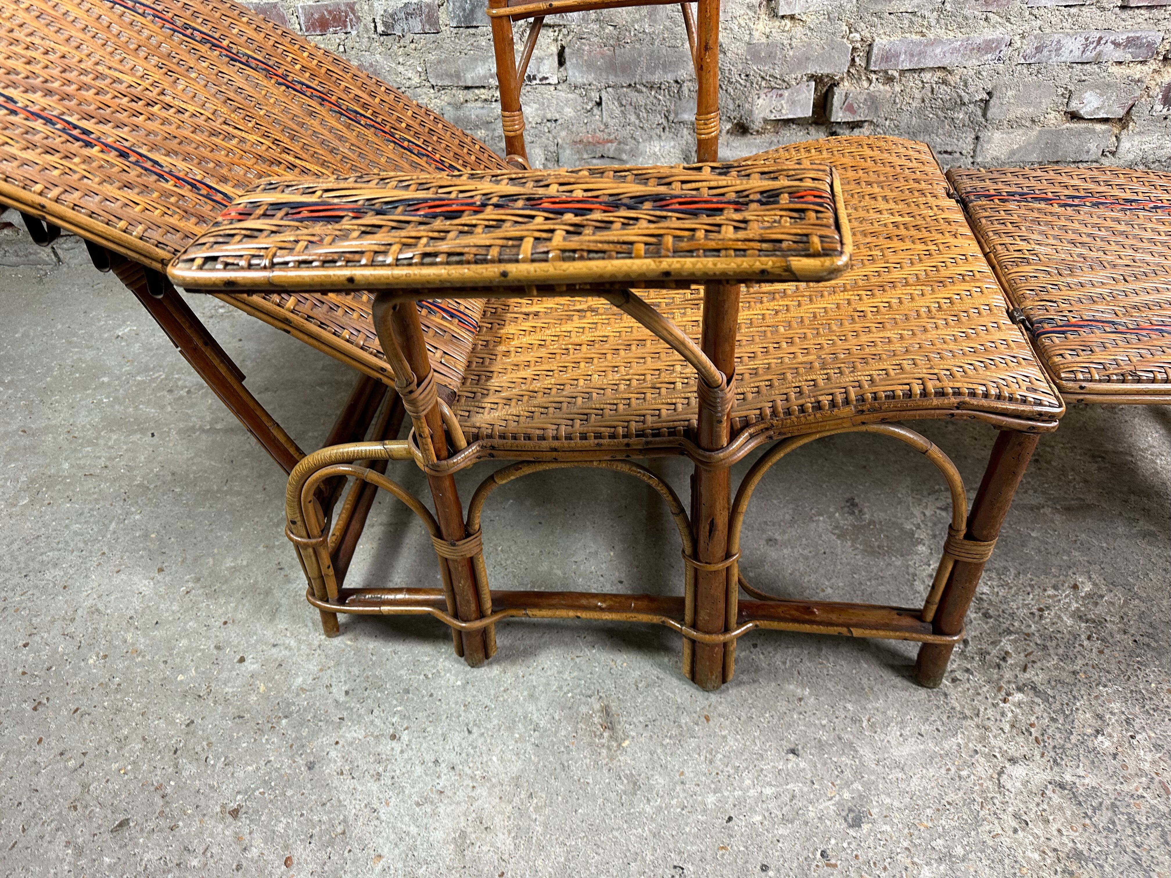 Vintage rattan chaise longue 1960