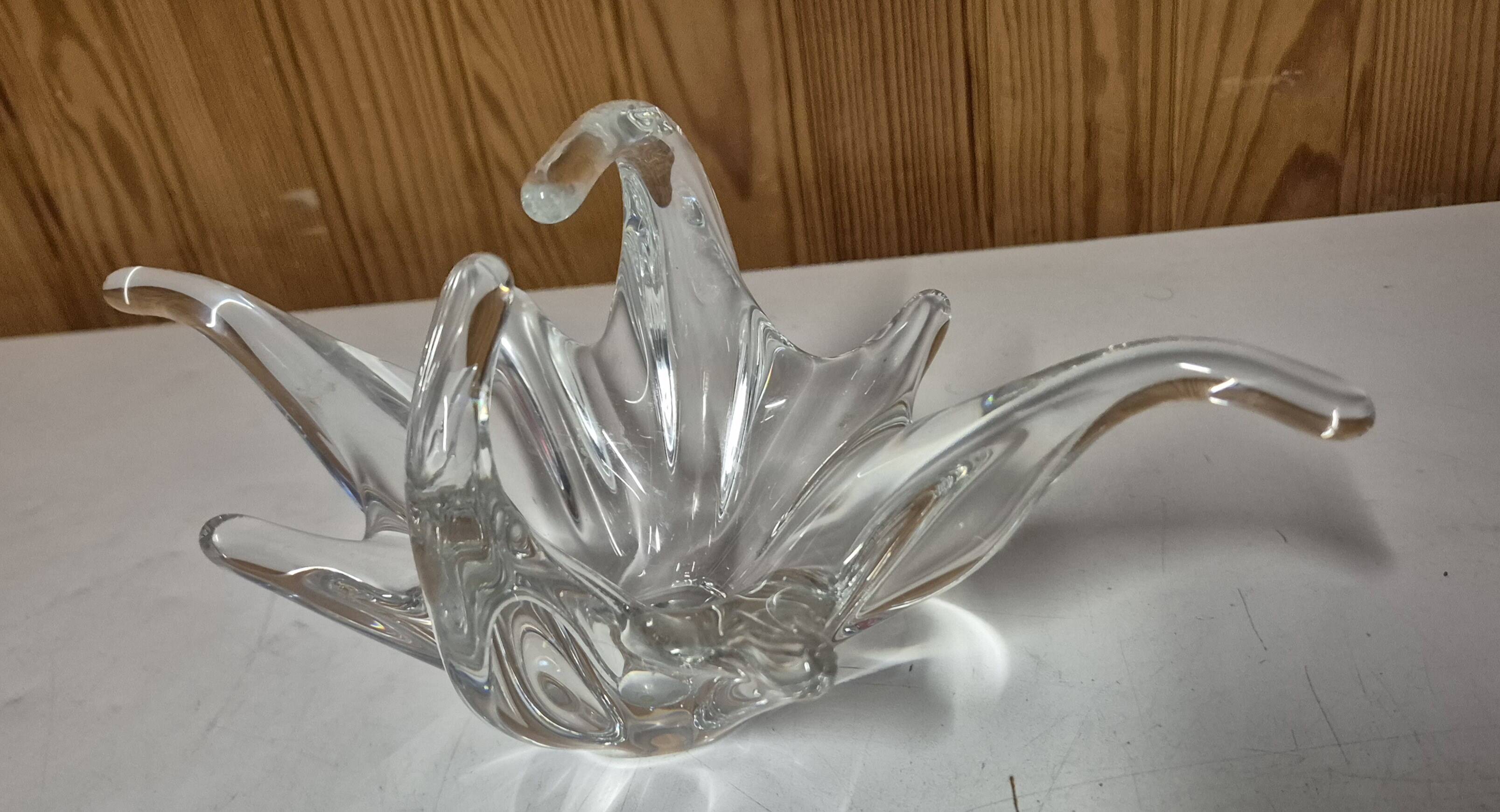 Clear blown crystal centerpiece, Vannes Crystal style, 26cm
