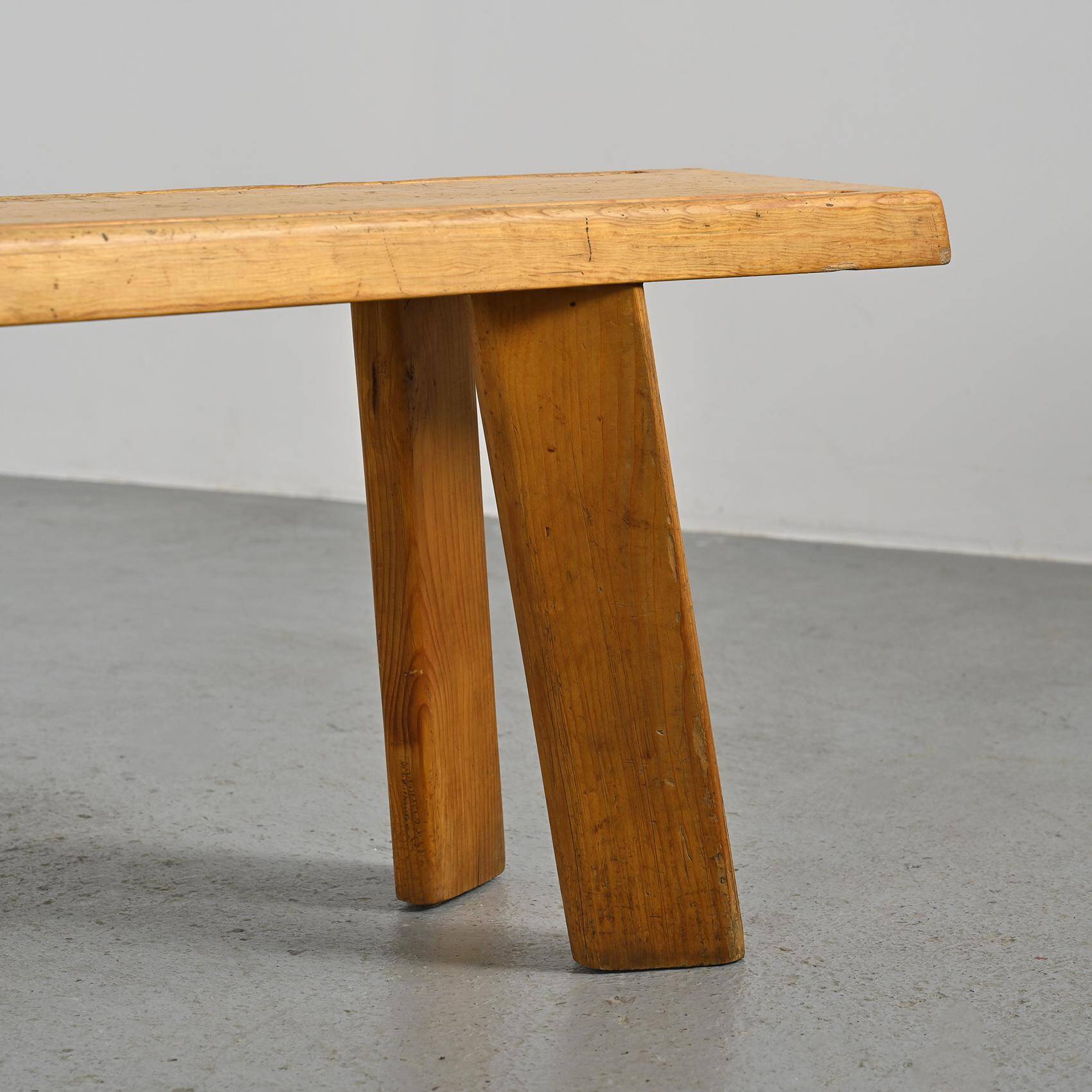 Table et bancs en mélèze par Christian Durupt, vers 1960