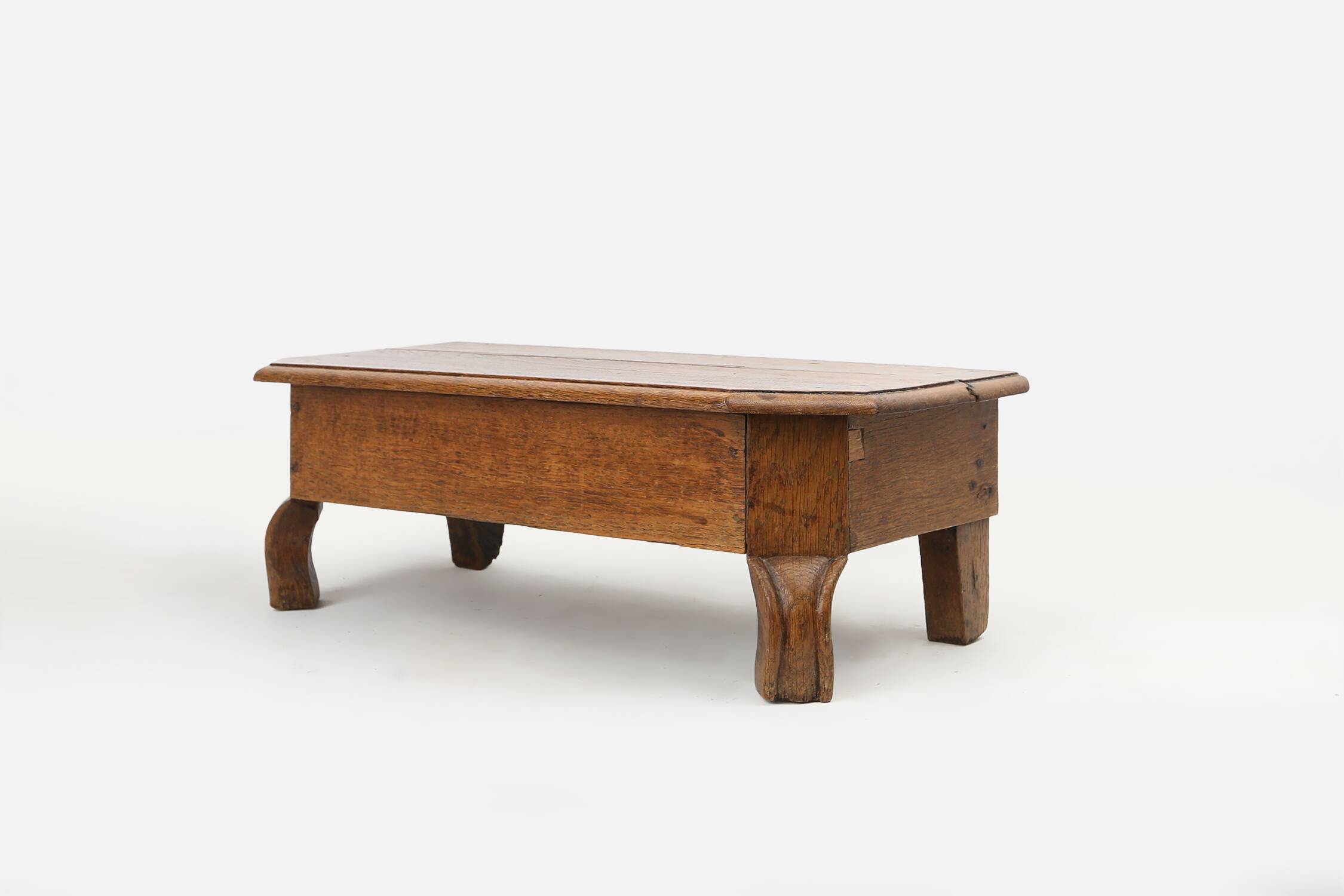 Charming wooden rustic church stool, France ca. 1900