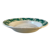 St Amand hollow dish textured white flowers on a green background, 1950s