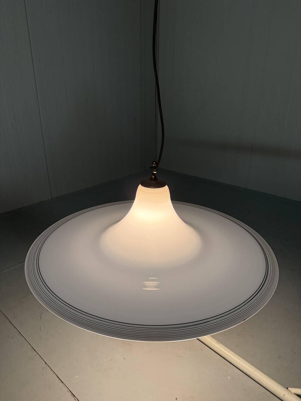 Large white glass hanging lamp by Vistosi, Italy
