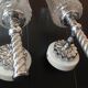 Pair of torch  in glass and chrome metal / vintage 70s wall light