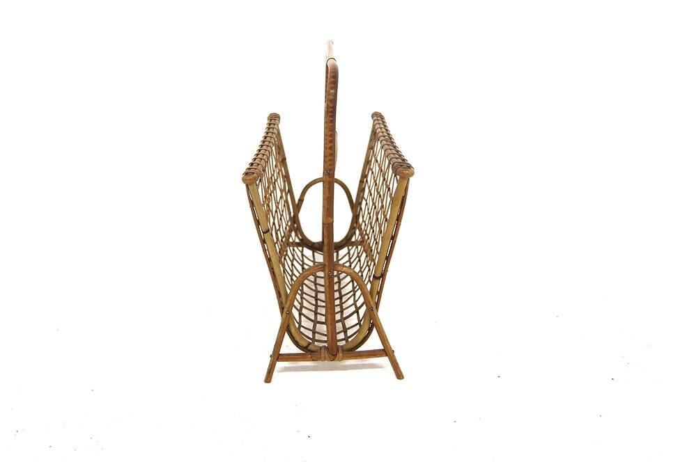 Scandinavian rattan magazine rack, Sweden, 1950