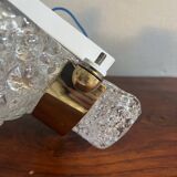 Kaiser wall lights in ice glass and brass, Germany 1960s