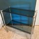 Vintage chrome dessert table, 2 smoked glass trays.