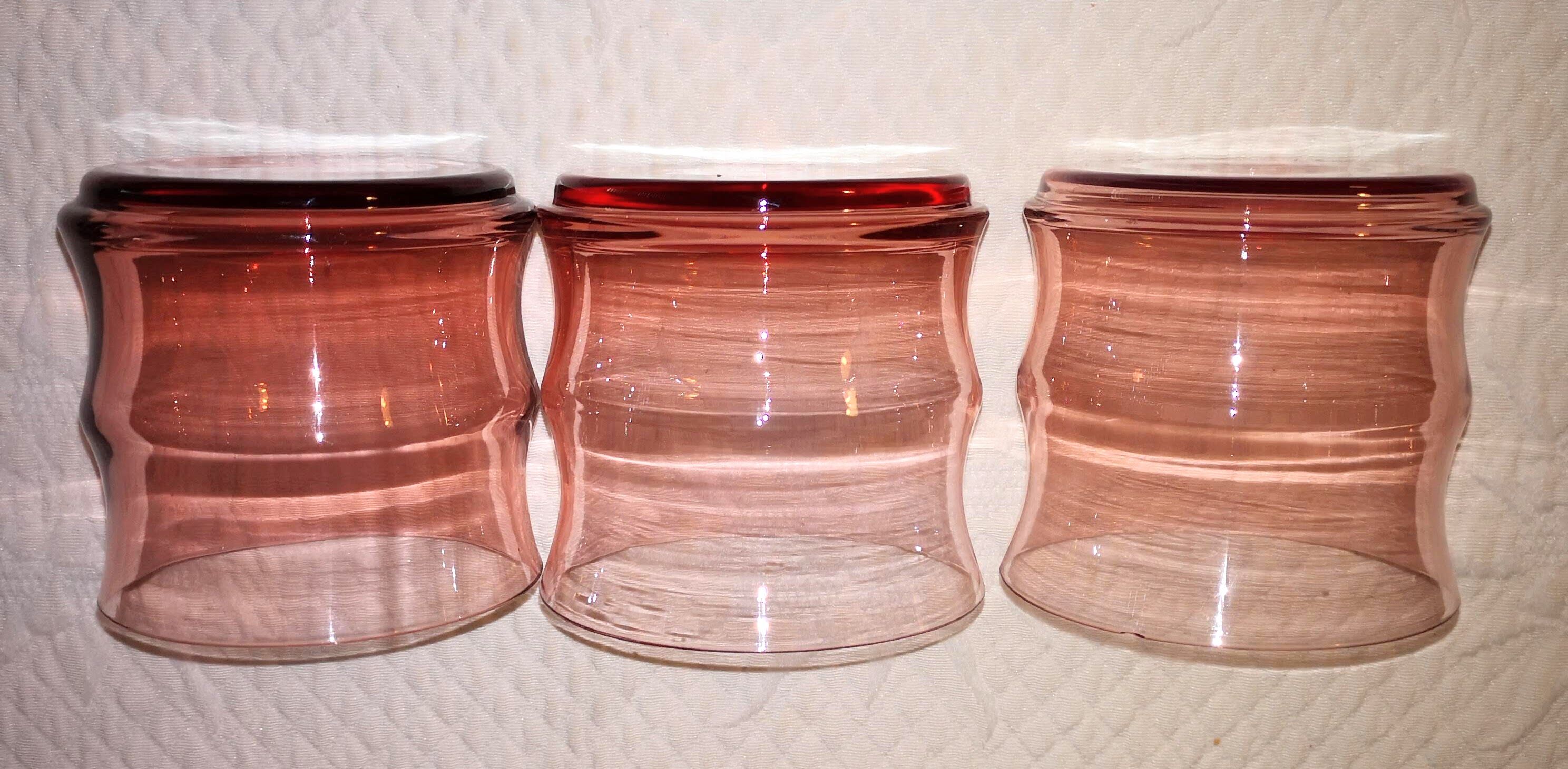 Lot 6 glasses with vintage water pink 50s
