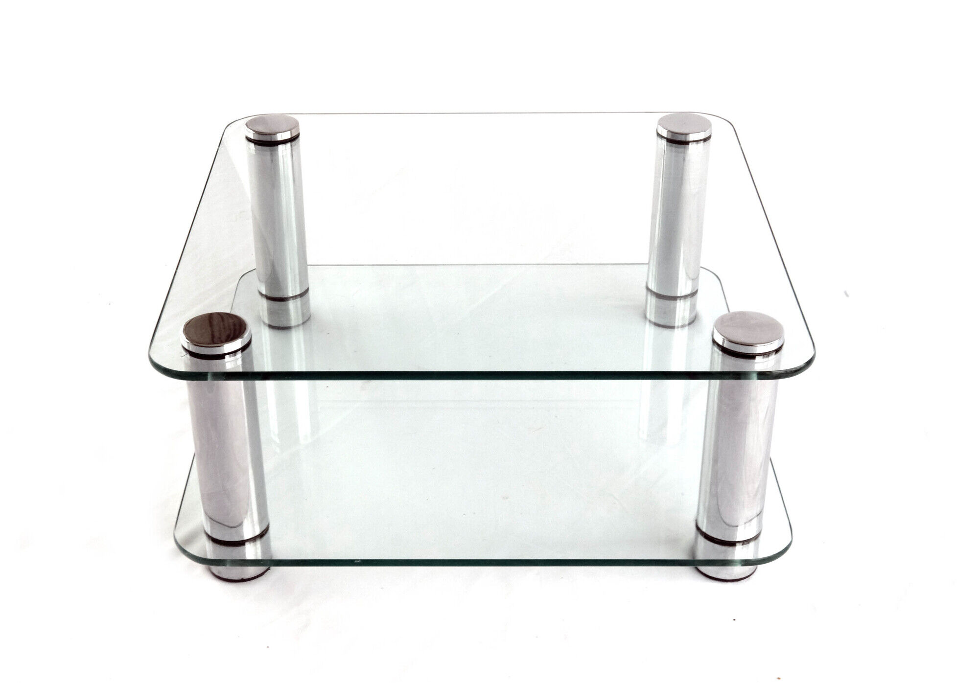 Italian Glass and Chrome Square Coffee Table by by Marco Zanuso for Zanotta, 1960s