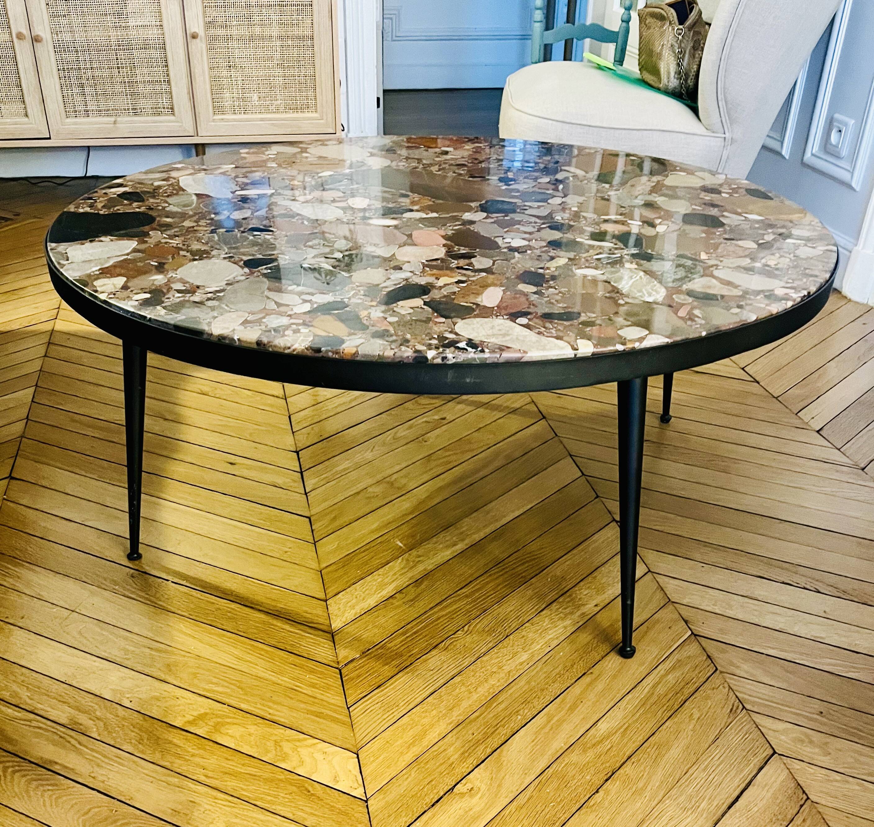 Pink marble coffee table