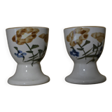 Flowered stoneware egg cups