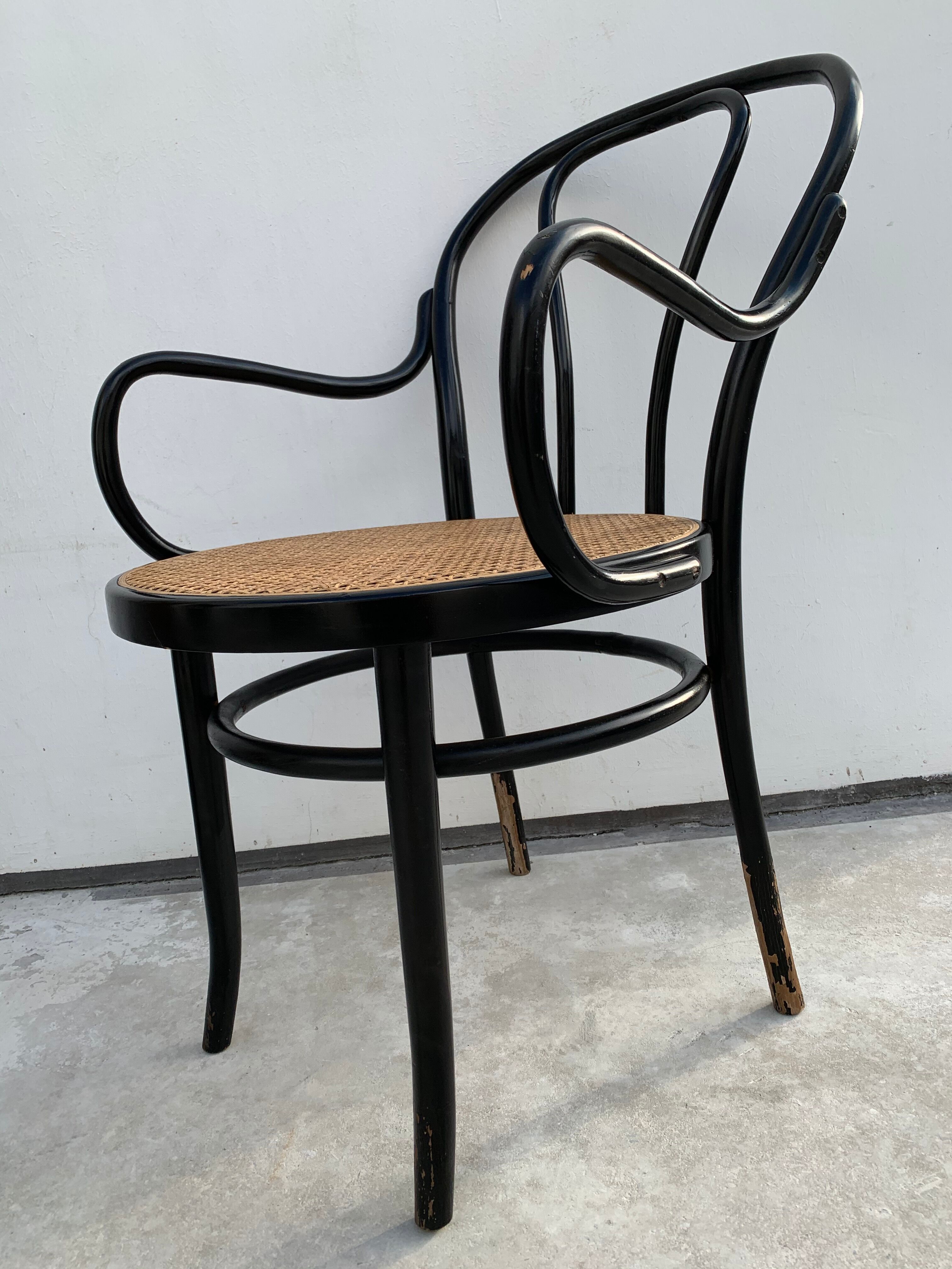 Tuna chair model 1018 in black curved wood and canning 1930