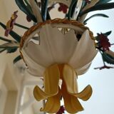 Vintage Floral chandelier in painted sheet metal