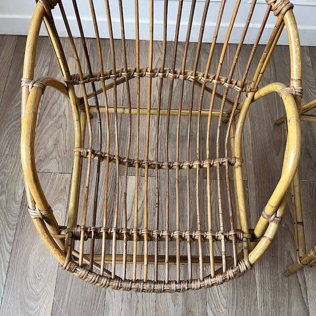 Paire de fauteuils en rotin vintage