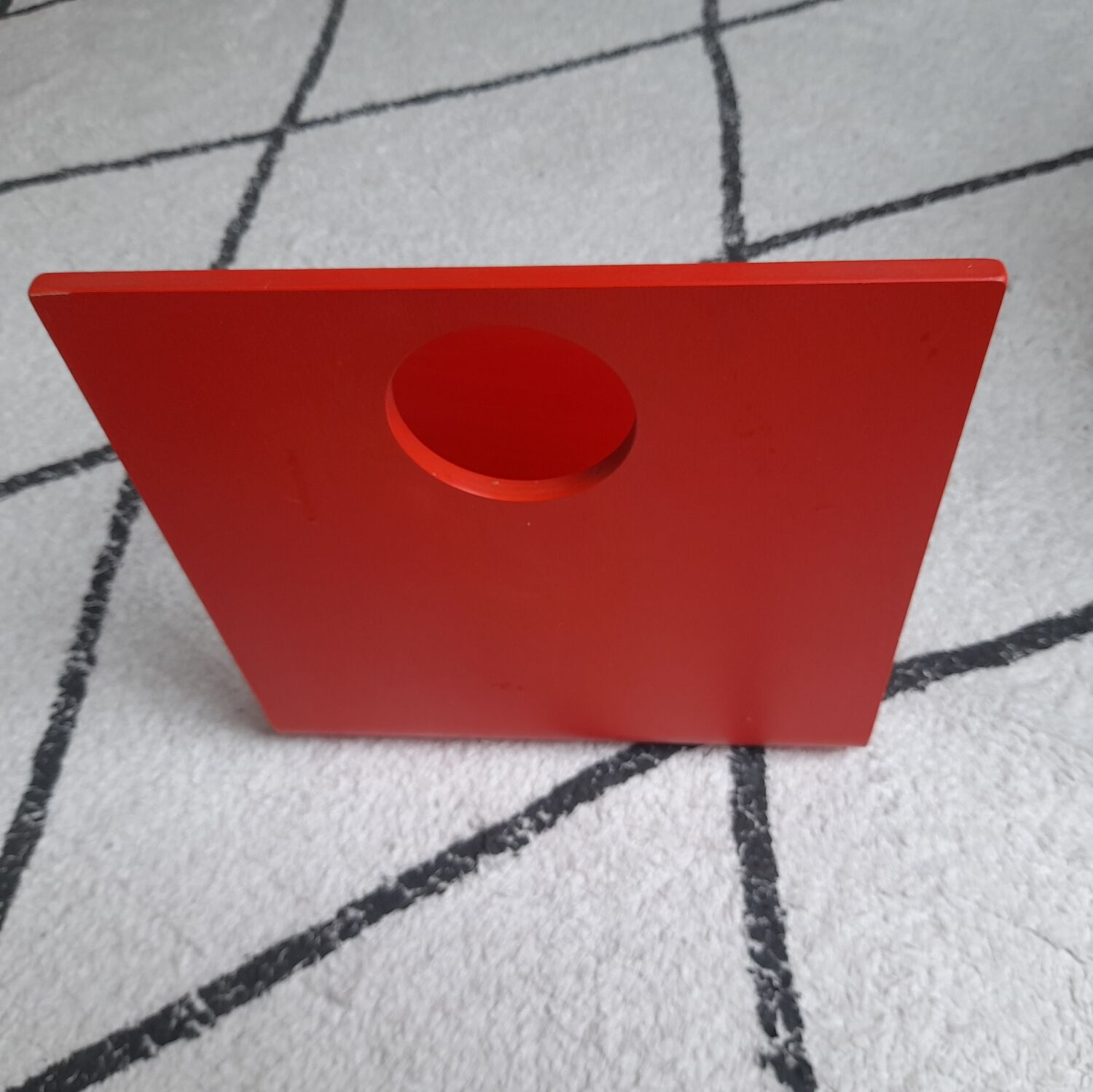 Red wood magazine holder