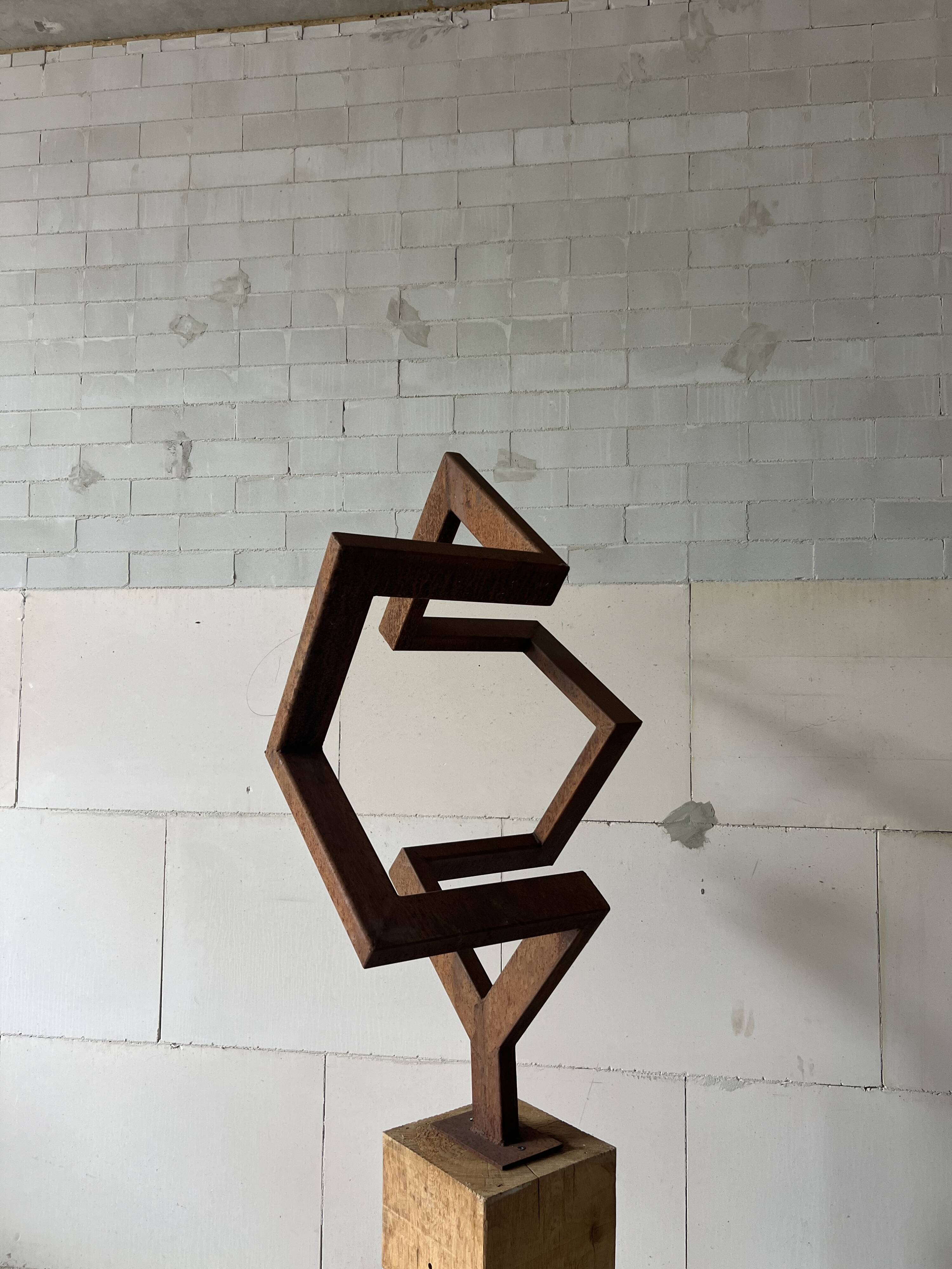 Sculpture “Balance”. a 1970s geometric abstraction in steel