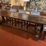 Impressive Spanish monastery table in oak, medieval style, 3m².
