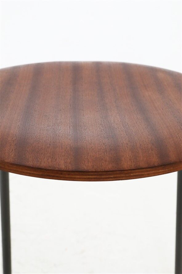 Set of 2 mid-century stools / teak / steel / Danish industrial design / 1960s