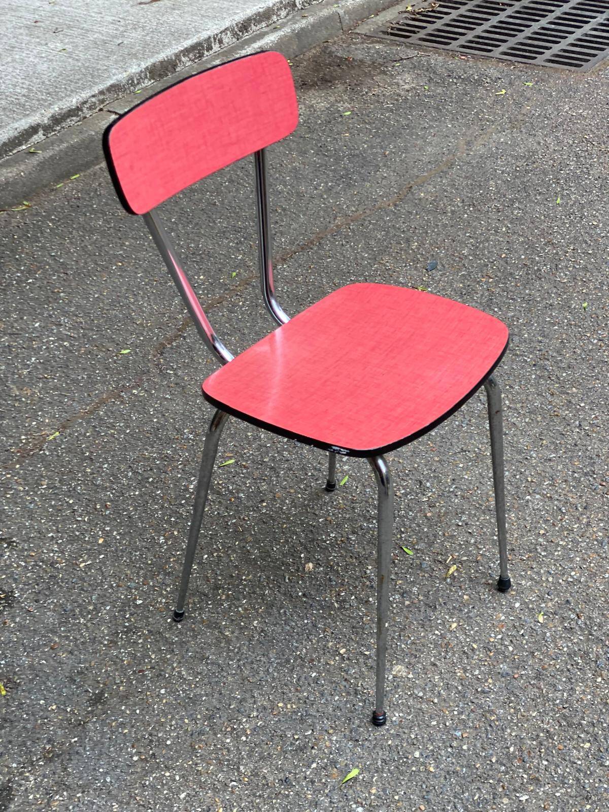 Vintage pink formica chair from the 1960s