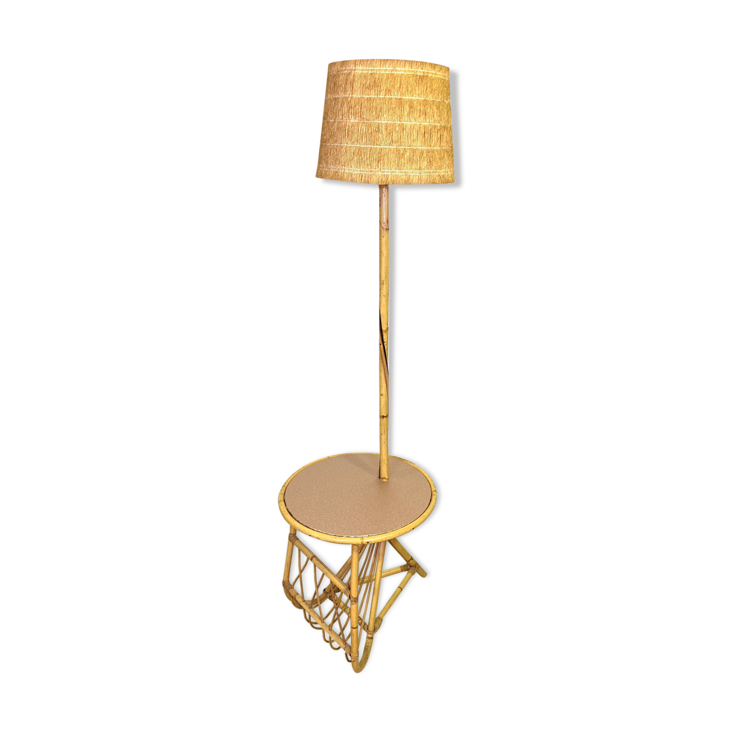 Floor lamp shelf and door magazine rattan