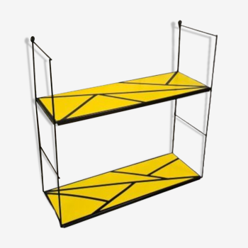 Etagere style string 1960 motif  jaune geometrique 48x58x17