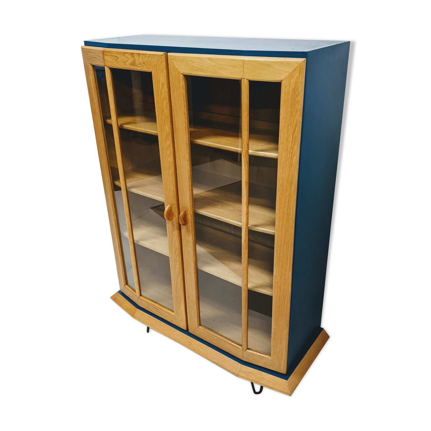 Wooden sideboard / Vintage storage cabinet / showcase / shelf / pin legs