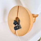 Scandinavian wall lamp in pine, circa 1970.