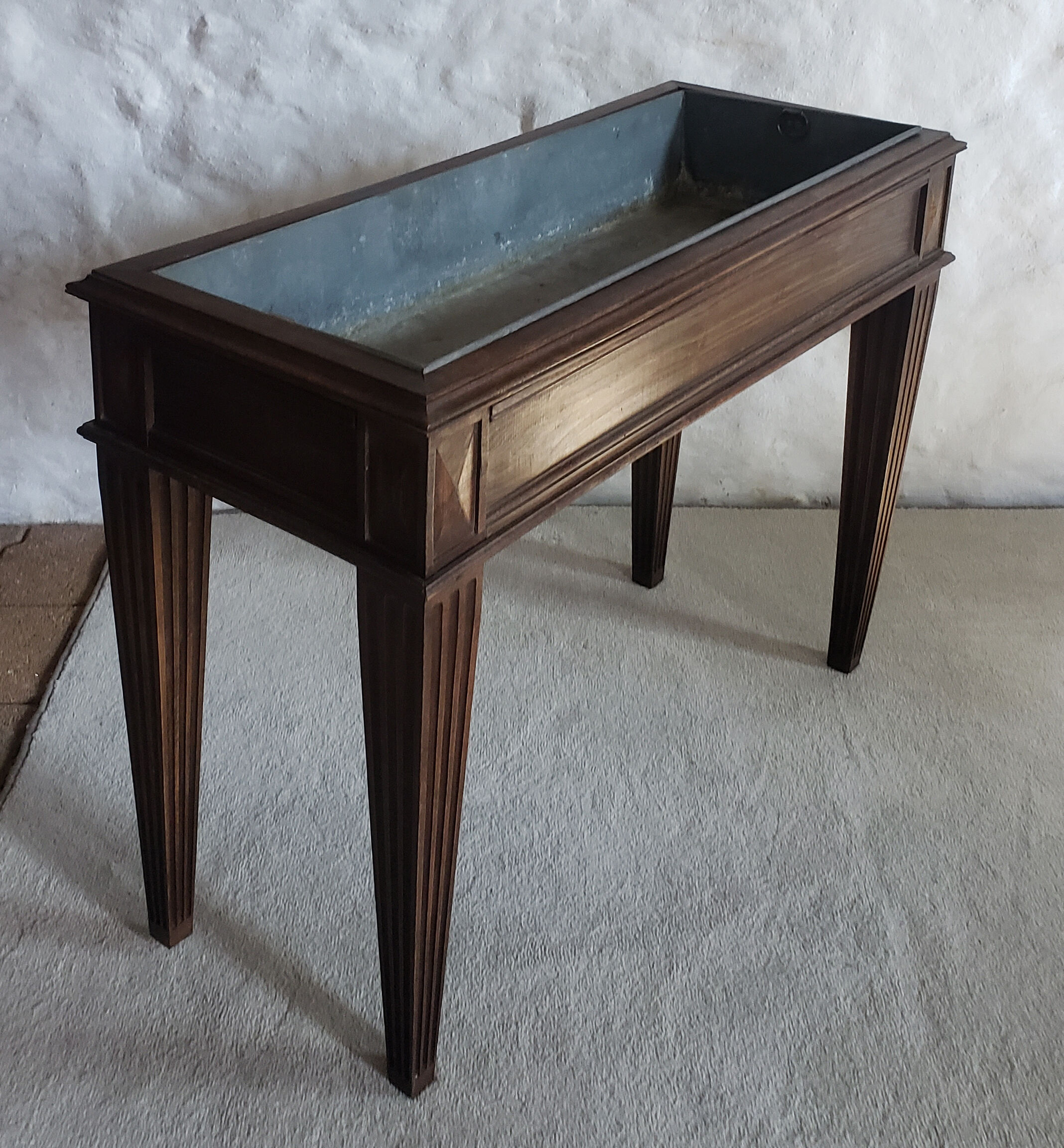 1900 indoor planter in beech and zinc