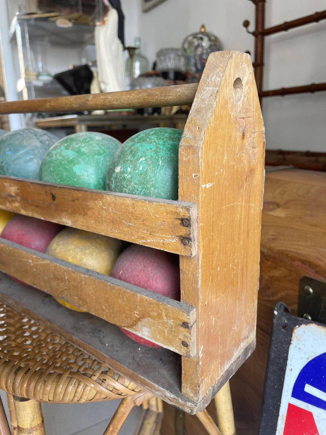 Jeu de boules en bois vintage