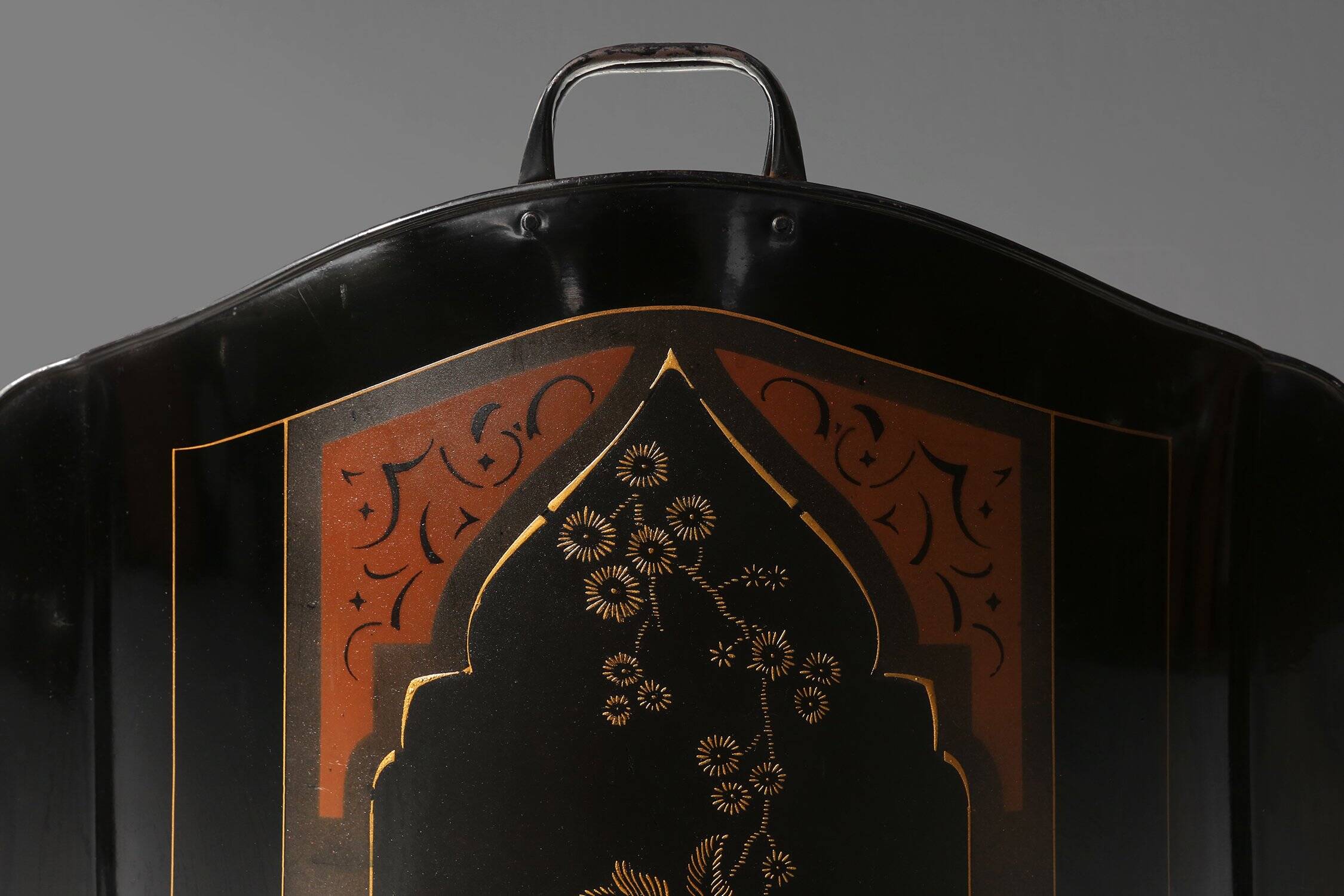 19th Century black Art Nouveau Fire Screen, Belgium