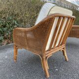 Pair of rattan and canning armchairs